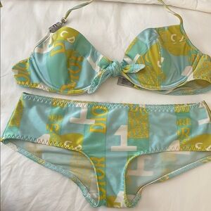 Women Christian Dior  Bikini - Aqua and Yellow